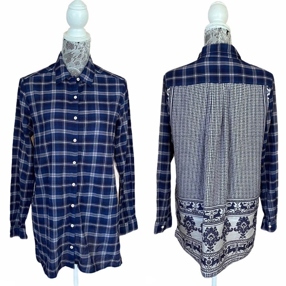 JOHNNY Was 3J Workshop Lana Scarf Back Shirt Blue Size Small